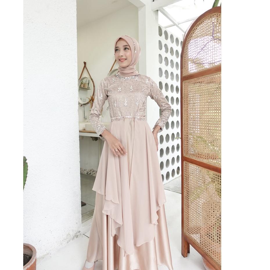 Langsung Beliii.. COD - GAMIS RIZKIYA BROKAT EKSKLUSIF 10 LOOK MODEL PLUS OUTER CAPE/KOREAN STYLE DR