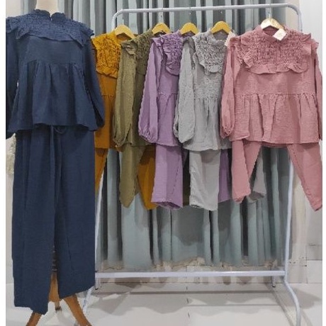 ONESET CRINKLE SMOKE BUSUI MASCOT / SETCEL CRINKLE SMOKE / SETELAN CELANA CRINKLE MASCOT / ONESET KR