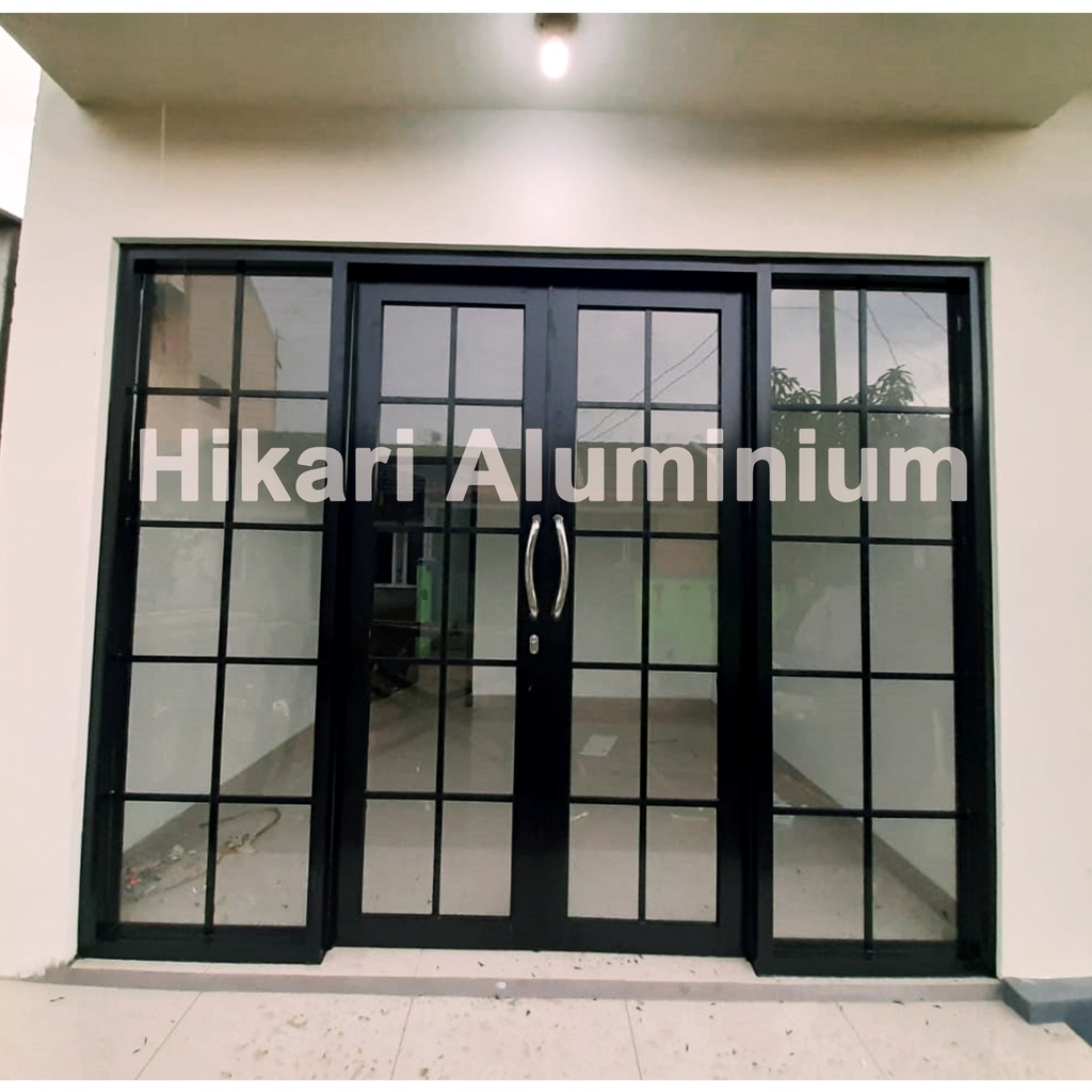 Pintu Swing Double Aluminium Partisi Kaca Mati