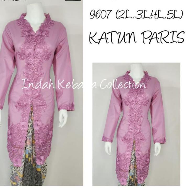 Paling Sesuai.. Indah Kebaya Collection 9607 Kebaya Encim Putih Tunik Jumbo Lengan Panjang Katun Par