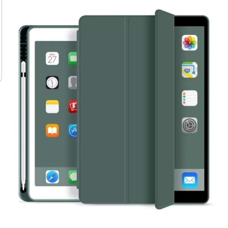 smartcase auto lock + slot pen ipad air, mini, pro, 2/3/4/7/8 casing