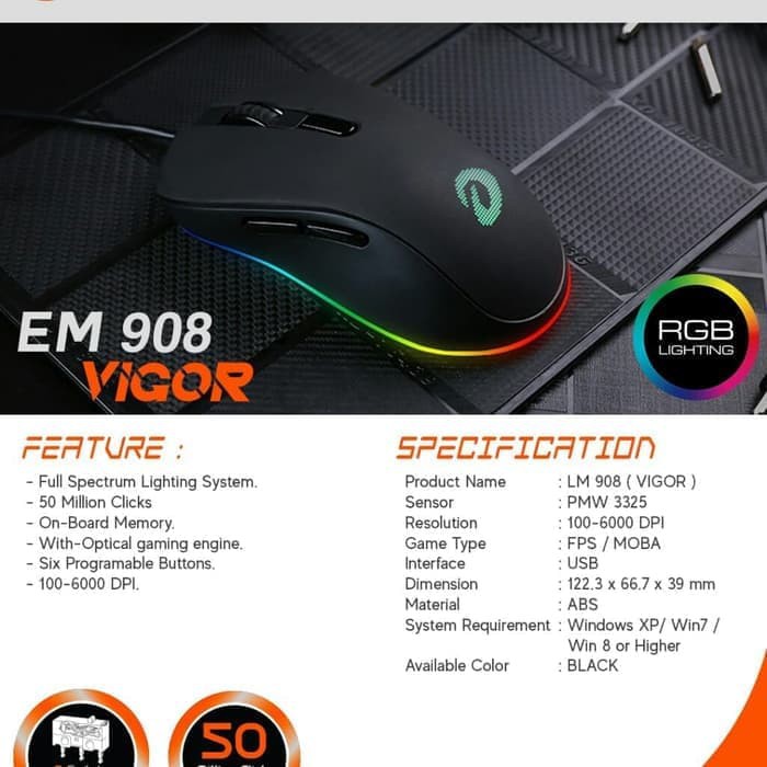 Dareu EM908 / Dareu EM 908 / Dareu EM-908 Vigor Gaming Mouse