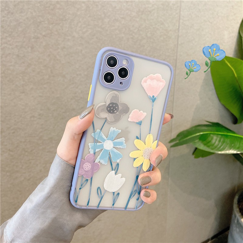 PRINTING HYBRID Flower 4 case iphone 6 7 8 plus x xr xs max 11 12 pro max vivo Y19 Y21S Y33S 4G Y21 2021 Y53S Y51 2020 s1 v9 v15 y12 y15 y17 y20 y20s y20i y12s y30 y50 y91 y93 y95 y91c