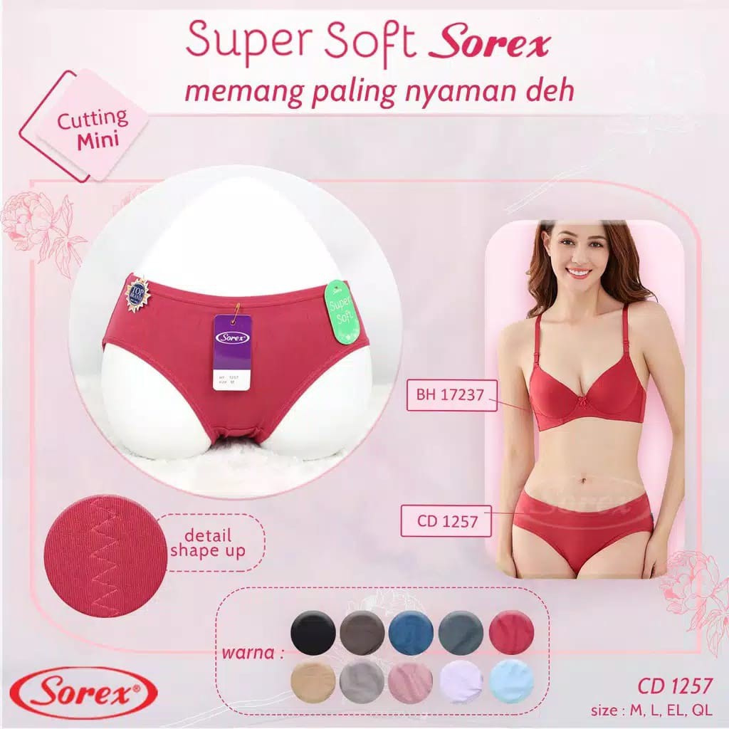 Celana Dalam CD Sorex 1257 Super Soft | CD Wanita Perempuan Super Lembut Nyaman Dipakai  [ ecer ]