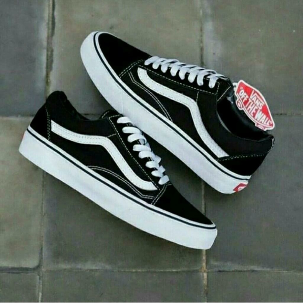 TERLARIS Sepatu Vans Old Skool Classic Black White DT oldskool Hitam Pria Wanita 36-40