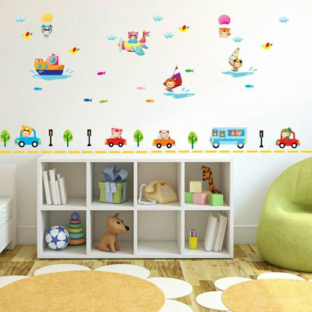 RELIZA WALLSTICKER CAR TRANSPORTASI MOBIL ANAK KIDS JM8288 WALL STICKER / STIKER DINDING SAKLAR