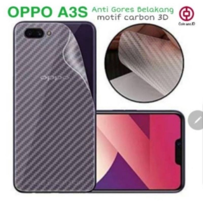 Skin/Garskin/Sticker/Anti Jamur type hp, Oppo A1k/A31/A3S/A37/Neo 9/A37F/A39/A53/A52/A33/A54/A57/A5S/A59/A71/A74/A76/A79/A7/A83/A9 2020/A5 2020/A11K/A12/A15/A15S/A16/A91/A92/A93/A94/A95 Carbon Fiber Pelindung belakang hp anda dari kotoran.