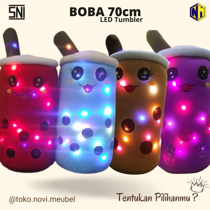 Boneka Boba Bantal Boba Giant Super Besar 70 cm LED SNI Terlaris - Biru Muda