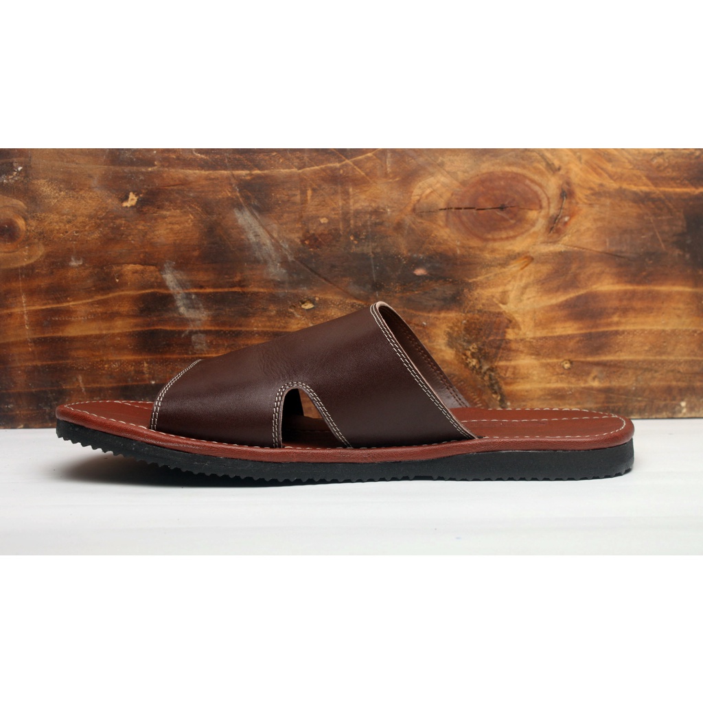 Sandal Kasual Pria Kulit Asli Rasheda Gr 42 Slide Kokop Big Size