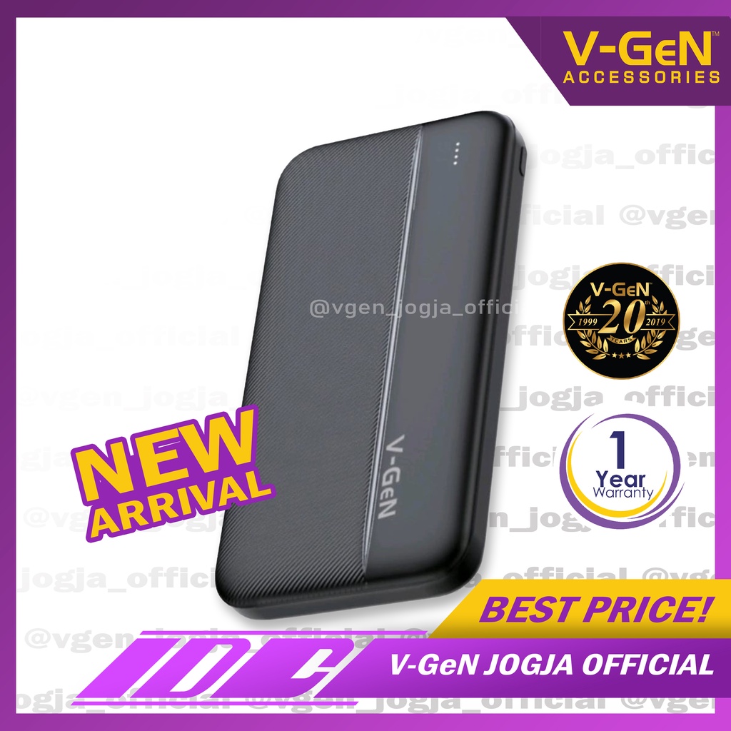 Powerbank V-GeN V10K25 10.000 mAH Support Type C Input Slim Design