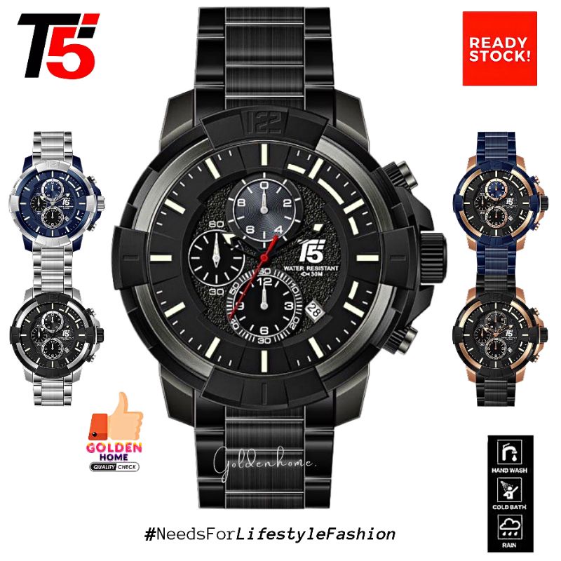 JAM PRIA T5 ORIGINAL 100% H3815 3815 H3815G CHRONOGRAPH FREE GIFT/HADIAH TAHAN AIR 3ATM BERGARANSI F