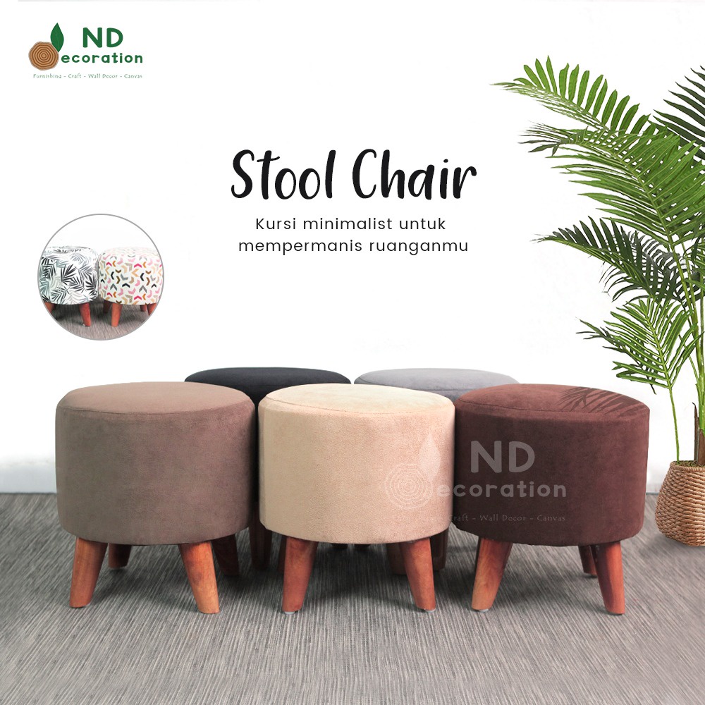 Jual KURSI STOOL / STOOL KANVAS MOTIF DAUN / SOFA STOOL / STOOL BULAT