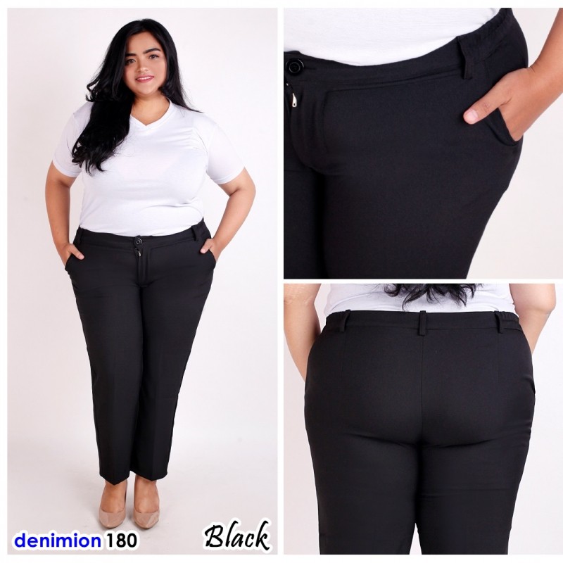 [SIZE S-8L] Celana Kantor Wanita Celana Katun Kerja Hitam Formal Kuliah Wanita Model Pinggang Karet