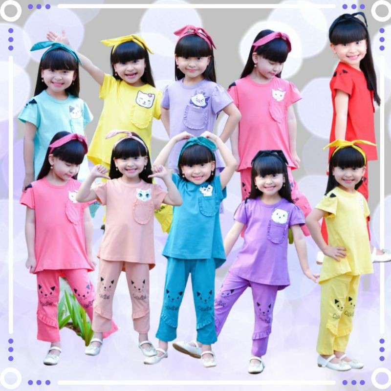 Cloudbee set tunic edisi Cat Lover sz 2-10th