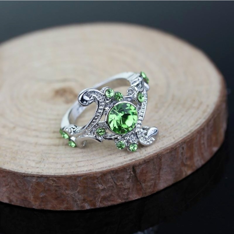 Cincin Sterling Silver 925 Hias Kristal Hijau Gaya Klasik Untuk Pernikahan