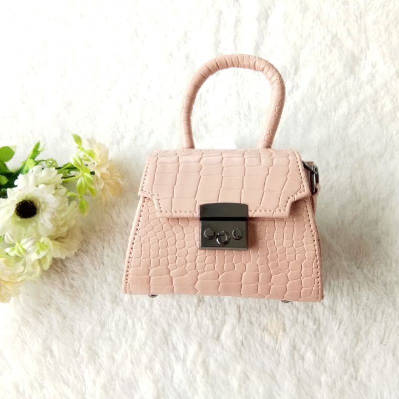 Mini bag Croco Magnolia Tali rantai