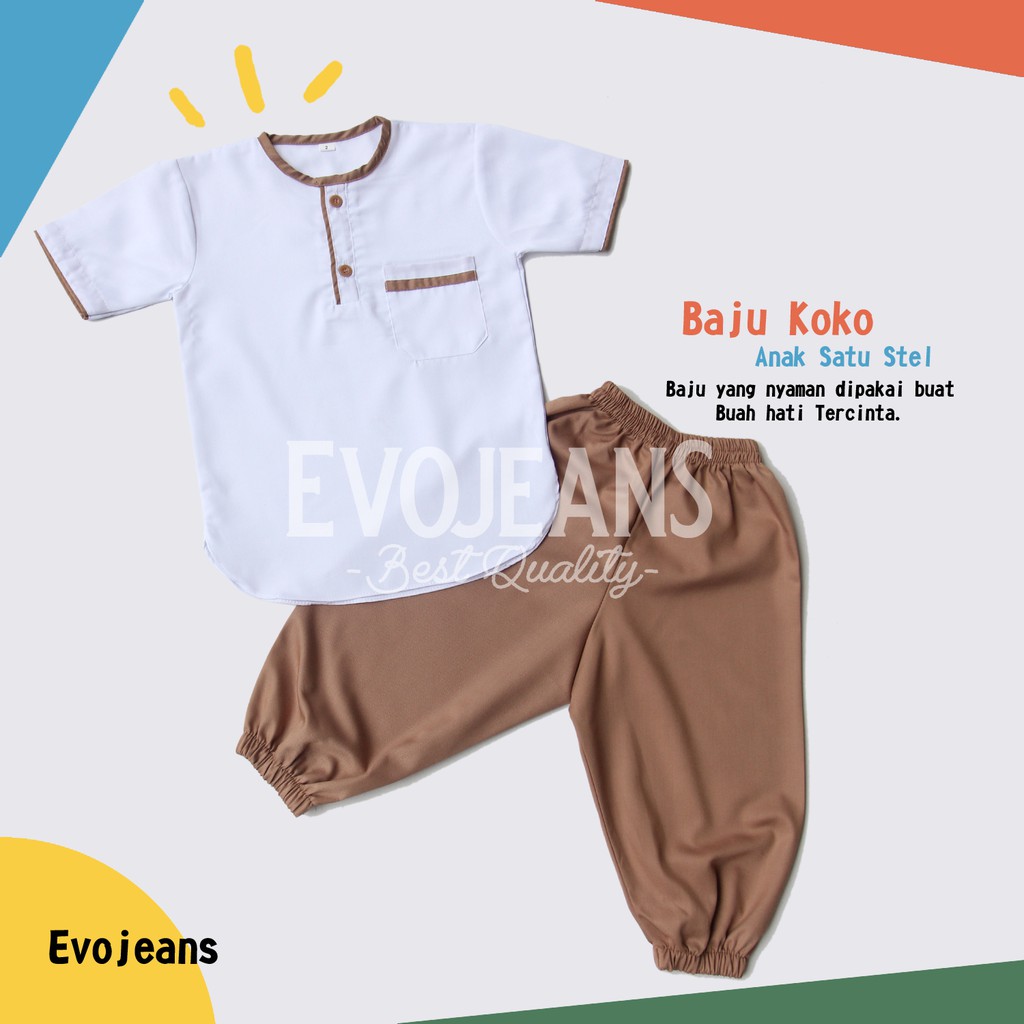 Grosir Baju Koko Anak Muslim Lengan Pendek Katun Toyobo Premium Size Umur 1 - 8 Tahun