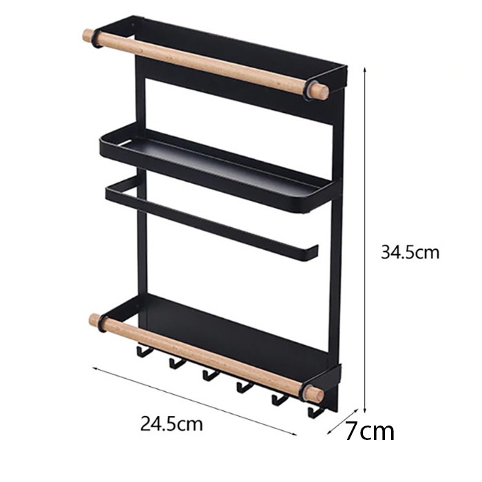 Rak Organizer Dapur Kulkas Spice Magnetic Metal Rack - G58 - Black