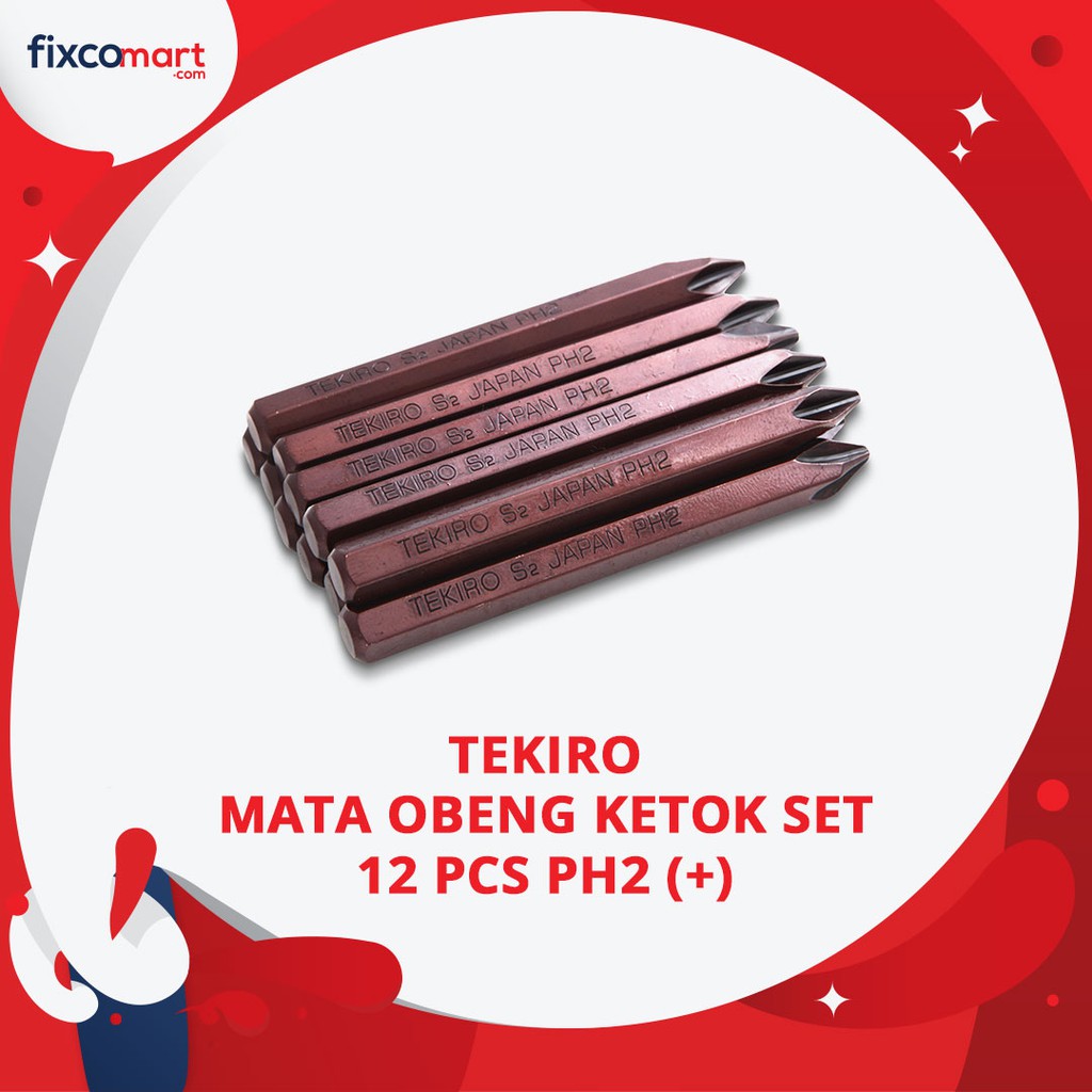 Tekiro Mata Obeng Ketok Set 12 Pcs Ph2 (+) / Tekiro Impact Driver Bits Set