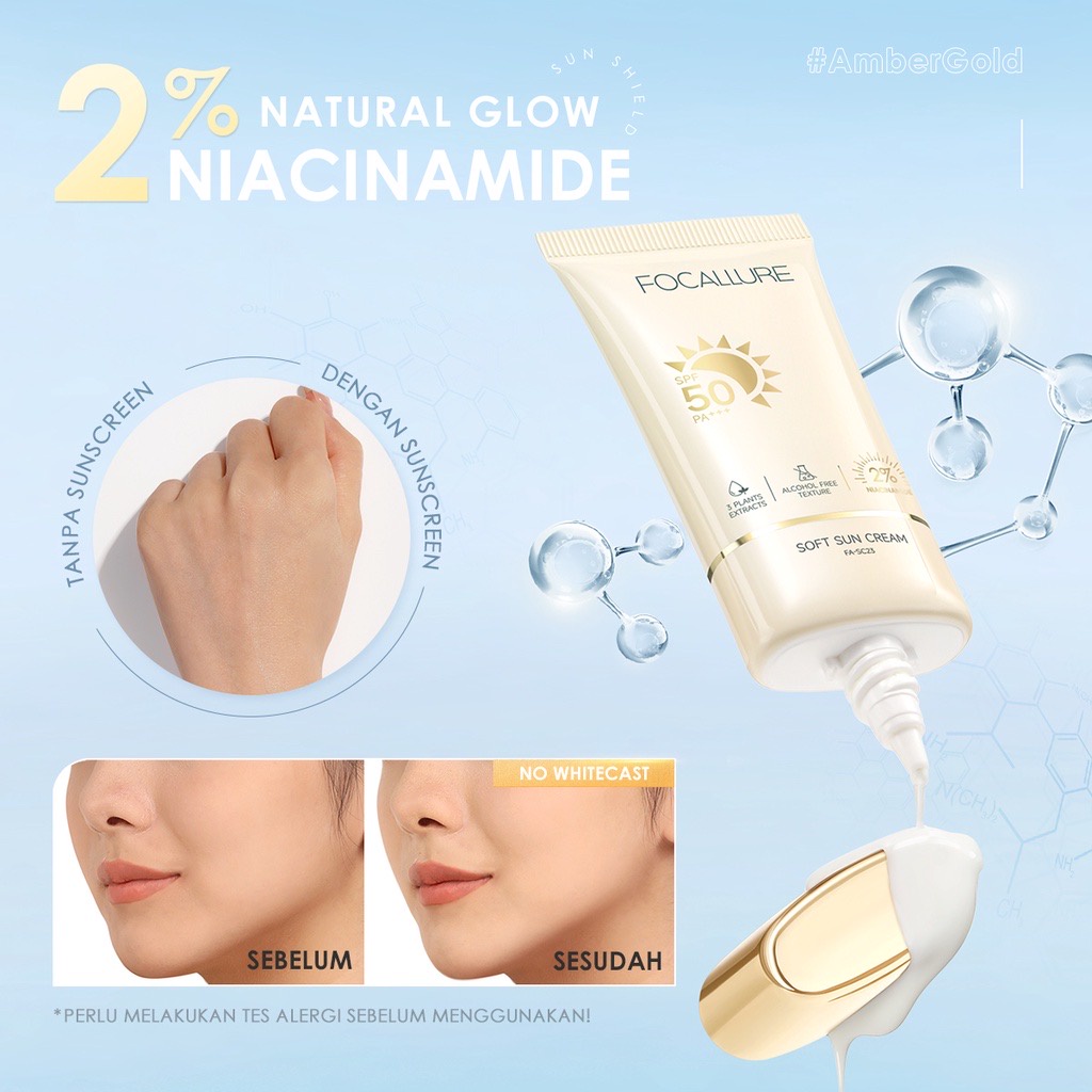 FOCALLURE Sunscreen SPF 50 PA+++ Sunscreen Focallure Sunblock Focallure Sunscreen Gel UVA UVB Blue Light Sun Protector Sunscreen Gel SPF 50 PA+++ Azarine Sunscreen Azarine Sun Screen Azarine Sunblock