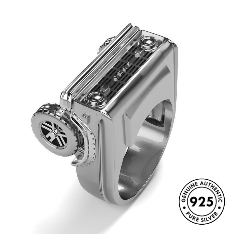 Cincin Lapis Silver 925 Model Mobil Punk Untuk Pria