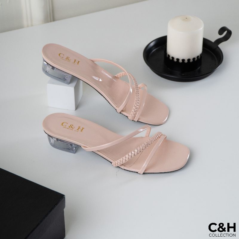 sandal heels wanita kepang sld / hak kaca 3cm/ sandal heels / sandal wanita