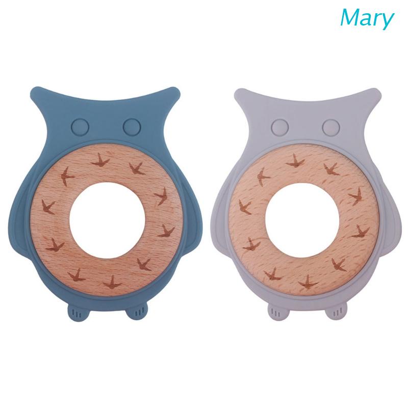 Mary Mainan Teether Silikon Bentuk Burung Hantu Kartun Untuk Bayi