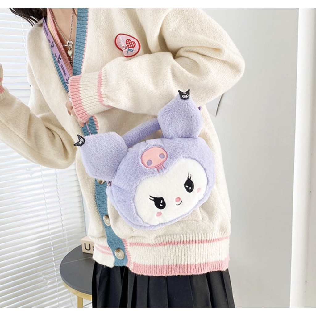 LJY69 Tas Boneka Lucu Selempang Plush Doll Head Sling Bag Impor TKM