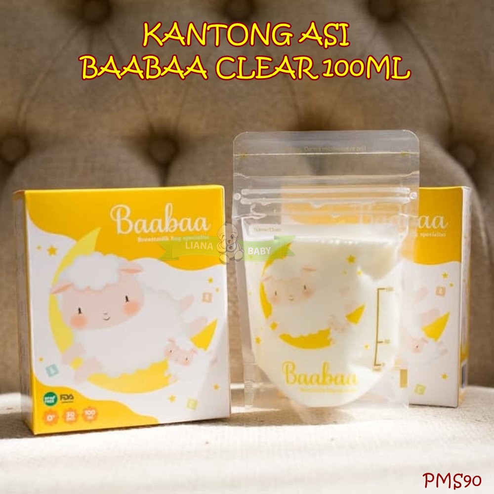 PMS90 KANTONG ASI BAABAA CLEAR 100ML isi 30 kantong  BREAST MILK STORAGE PENYIMPAN ASI