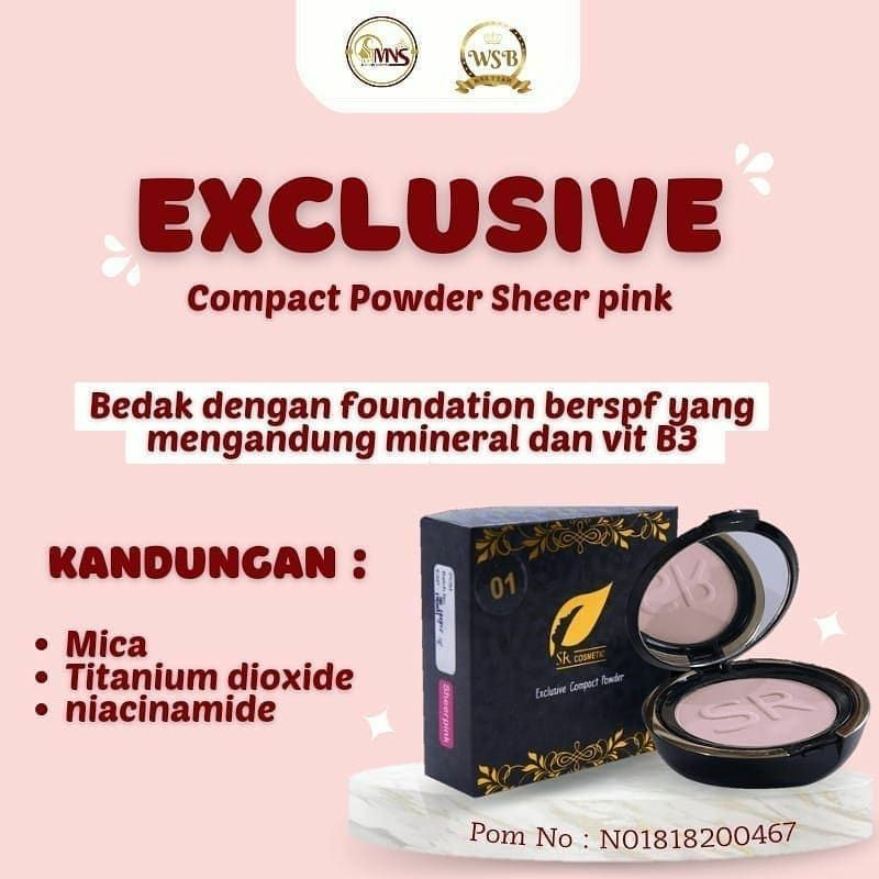 Compact Powder Natural Kombinasi Bedak & Foundation Penutup Bekas Jerawat dan Flek Hitam Wajah Wanita Terbaik Asli BPOM Murah-Sheer Pink