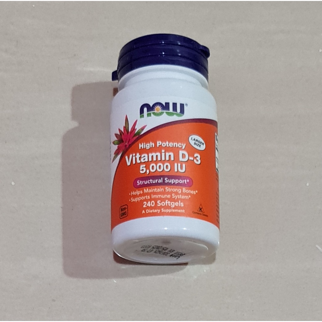 Now Foods High Potency Vitamin D3 5000 IU (125mcg), 240 Softgels