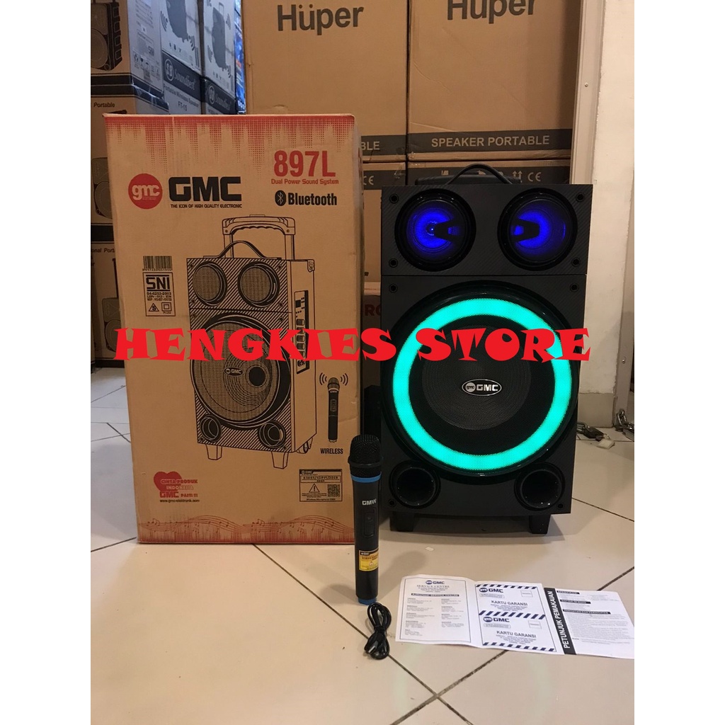 Speaker Bluetooth Multimedia GMC 897 L + Bonus Mic 2 mic Wireless
