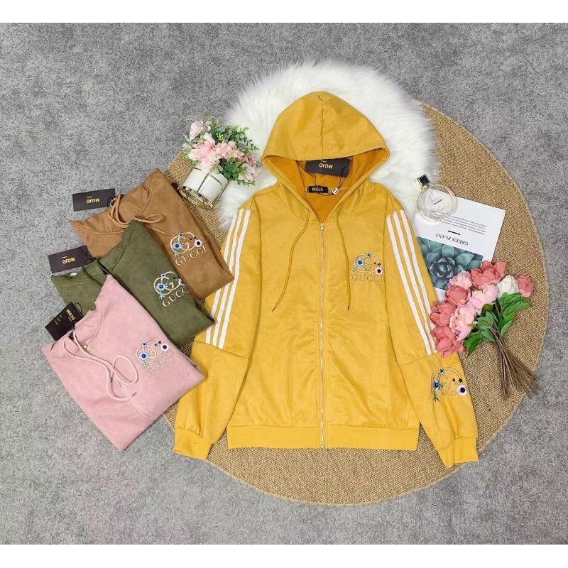 Jaket Hoodie Gucci Suede