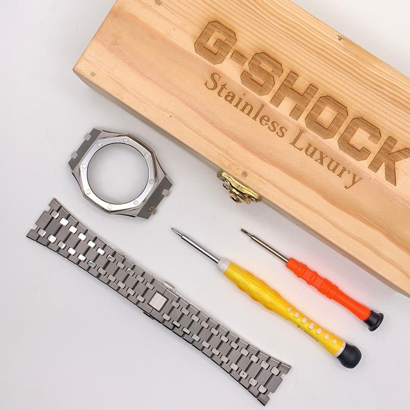 Strap dan bezel casio g-shock ga2100 ga 2100 original silver