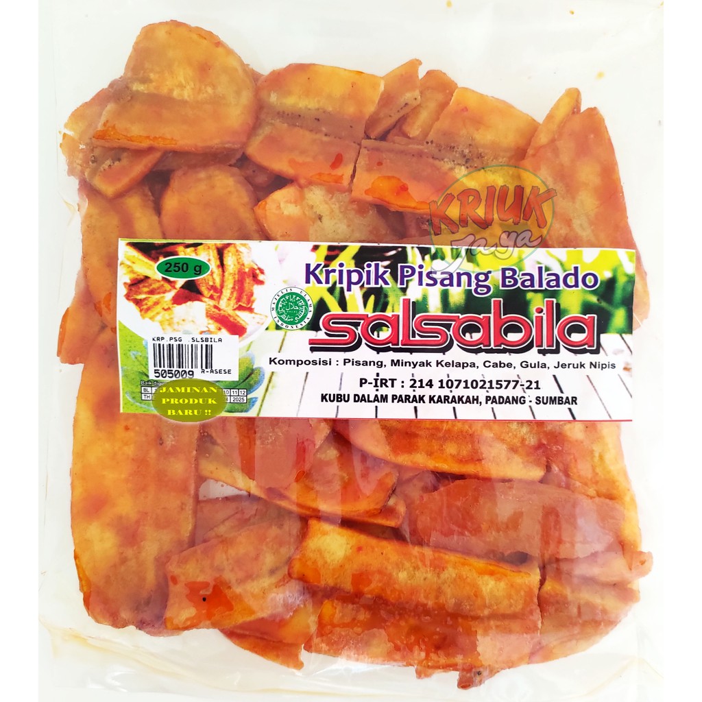 

Keripik PISANG BALADO Asli PADANG Merk Salsabila 250 Gram