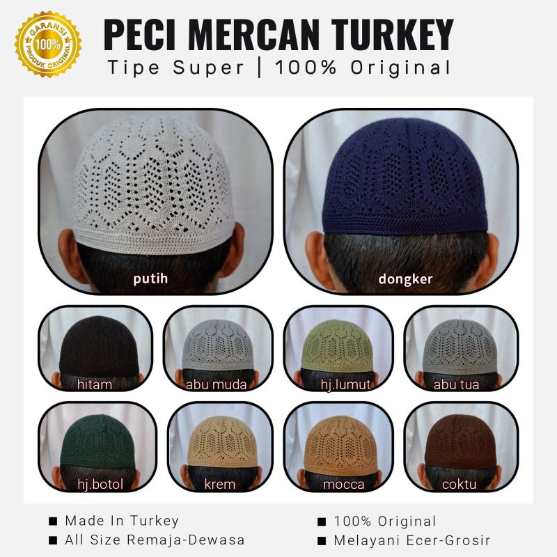 PECI KOPIAH RAJUT MERCAN IMPORT ORI TURKEY