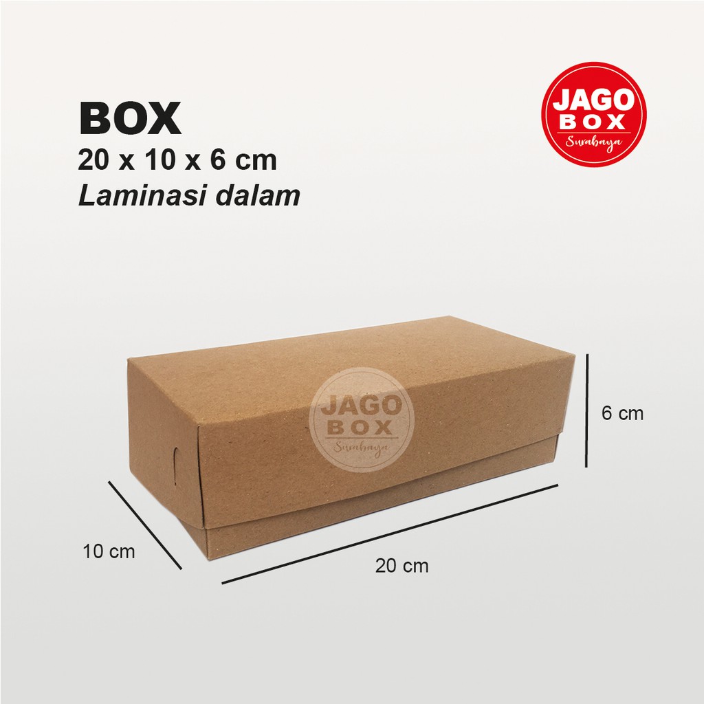 Box Kotak Dos Kue Snack Kraft 20 x 10 x 6 cm Sambung Laminasi Dalam