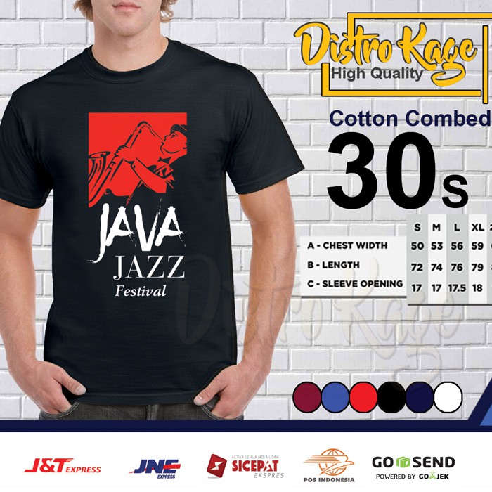 Baju Kaos Pria Java Jazz Festival Lengan Pendek Ukuran Dewasa Unisex Cotton Combet 30s Distro Kage