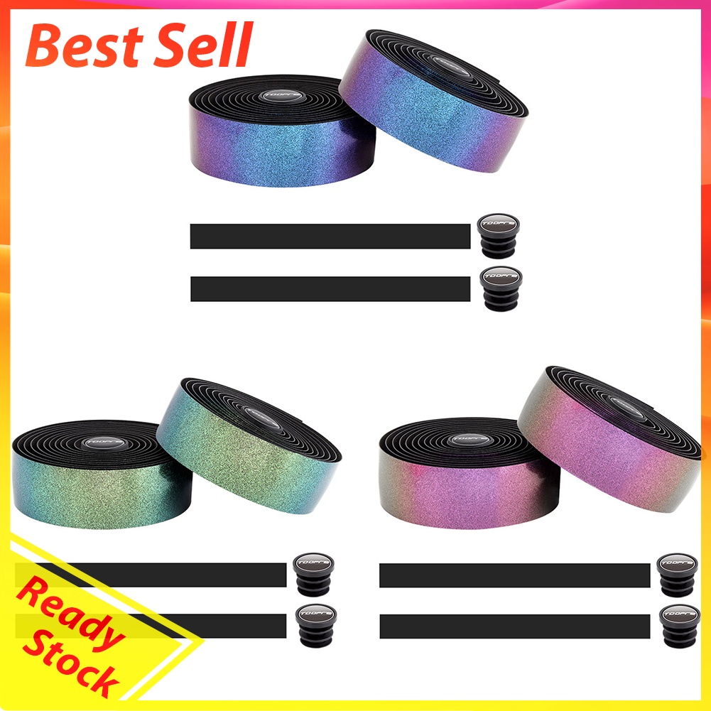 1 Pair Road Bike Gradient Handlebar Tape with Handlebar Plugs Bar Belts