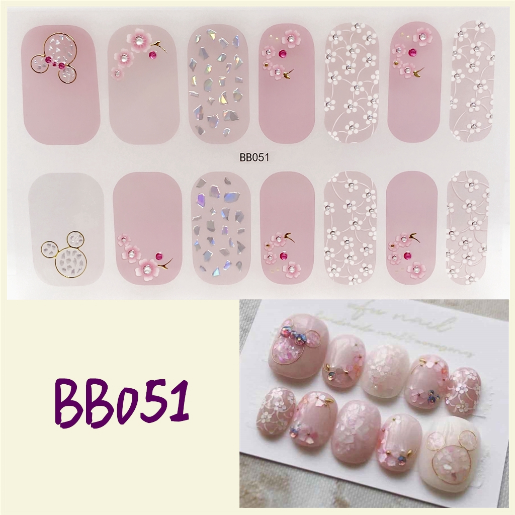 Stiker Kuku 3d Desain Berlian Mutiara Permata Warna-Warni Untuk Manicure Bb036-053