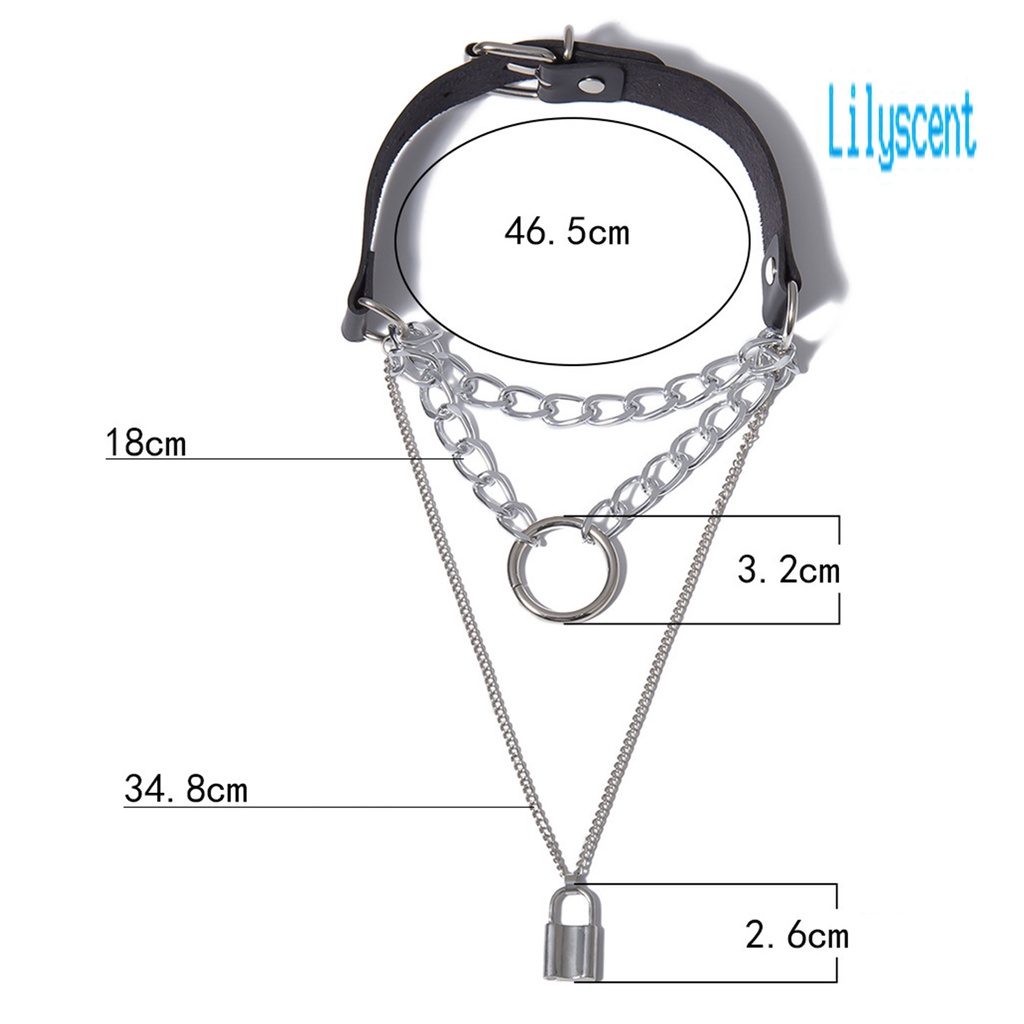 Lily Kalung Choker Multilayer Gaya Punk Bahan Kulit Imitasi Untuk Wanita