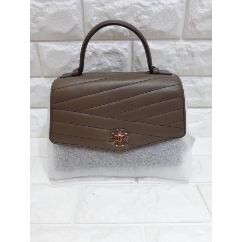 tory burch kira top handle chevron taup