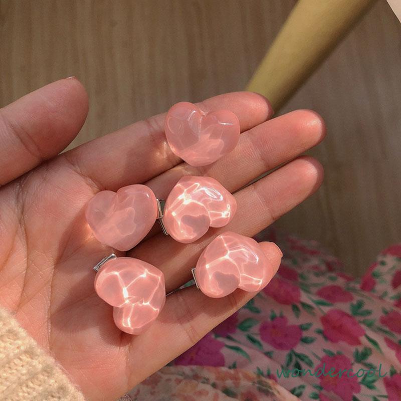 5pcs Jepit Rambut Pita Pink Peach Camellia Untuk Aksesoris Anak Perempuan -Won