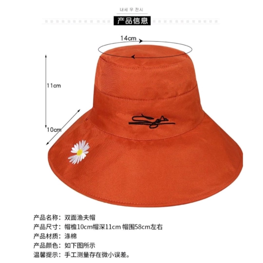 Topi Bucket Bunga Daisy Topi Wanita Lebar Premium Terbaru
