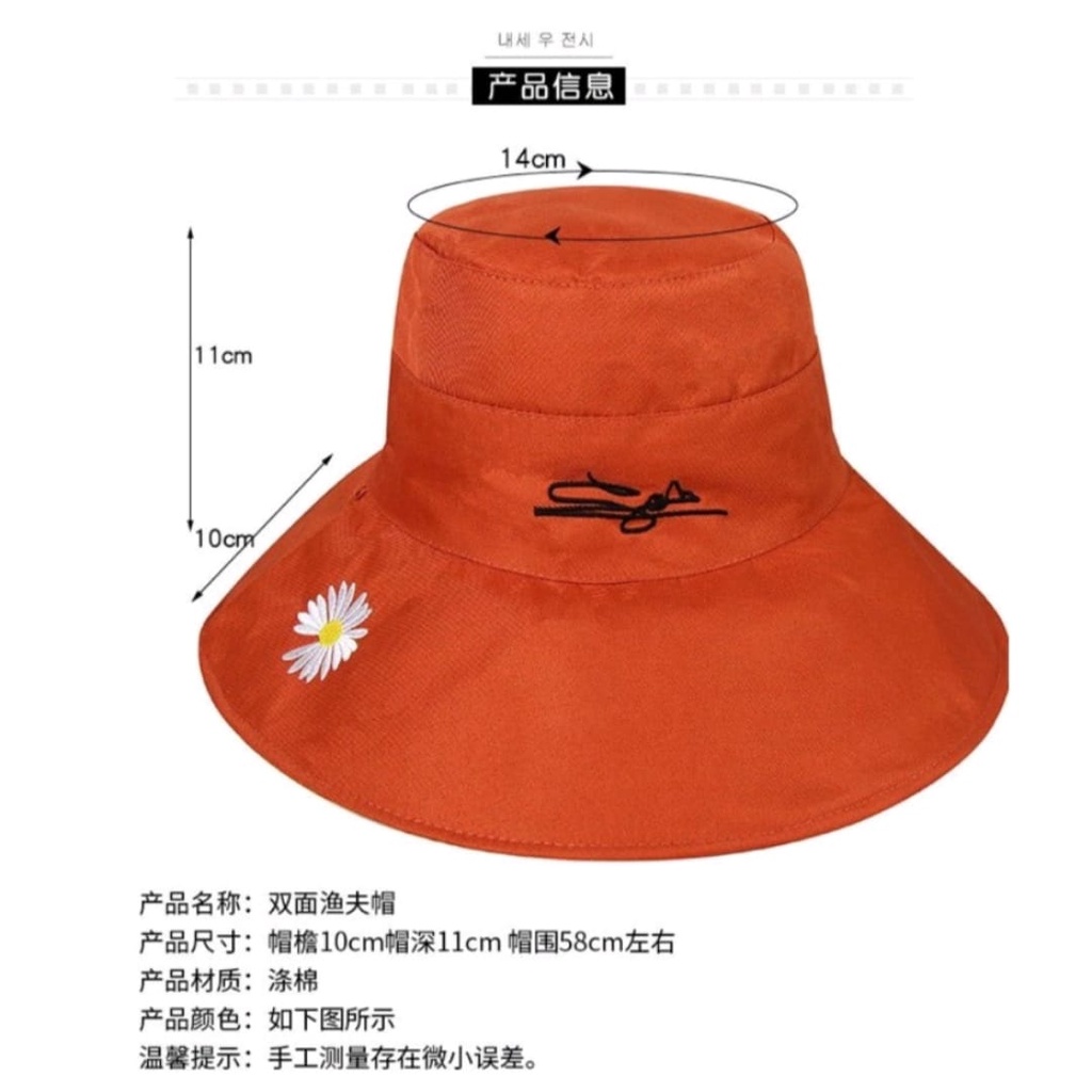 Topi Bucket Bunga Daisy Topi Wanita Lebar Premium Terbaru