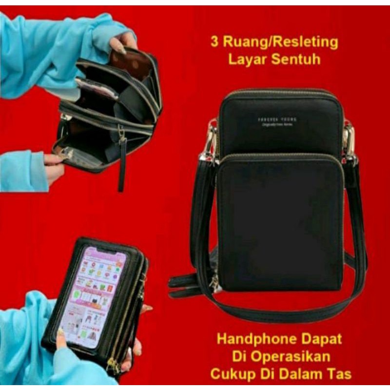 Rully_Tas Dompet Selempang 3 Ruang Touchscreen