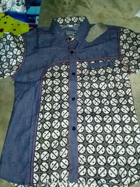 Batik Anak Cowok Kombinasi Jeans Kembaran Anak Ayah
