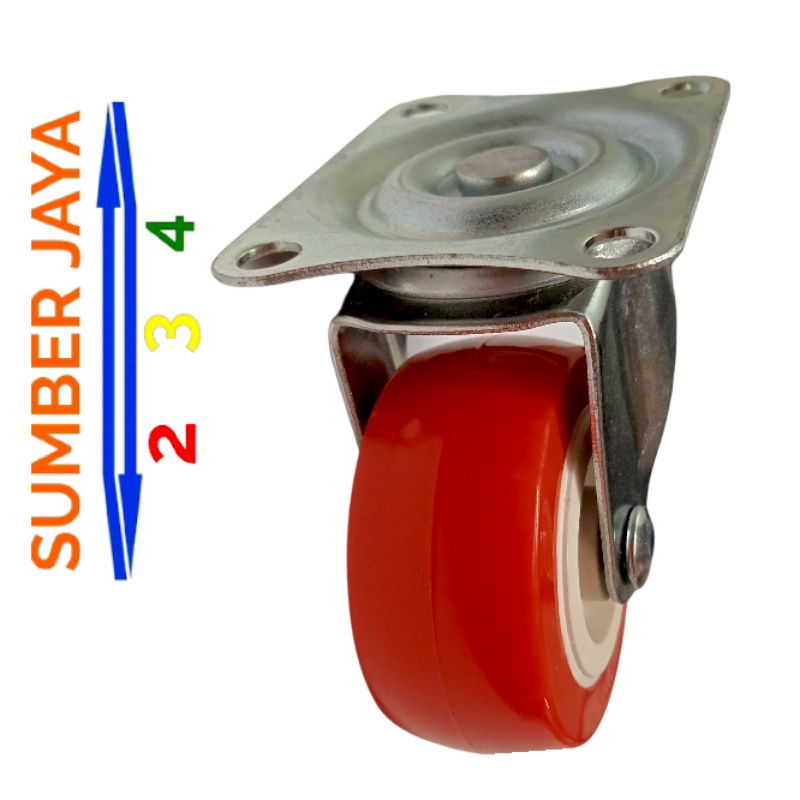 Roda Trolley Merah Hidup 2 inch Termurah Roda Troli Merah Hidup 2 inch