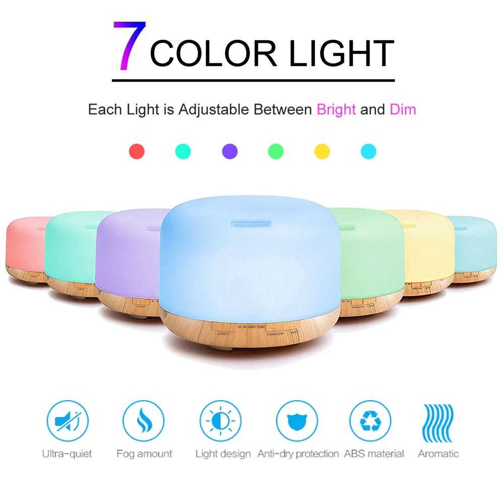 (BISA COD) RVOSTR Himist Air Humidifier Aromatherapy 7 Color 500ml Remote Control HK70