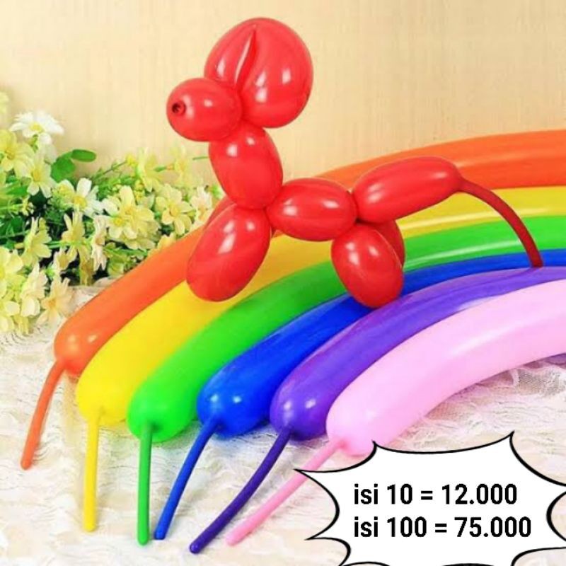 balon twist panjang balon panjang lilit bentuk isi 10 pcs warna campur